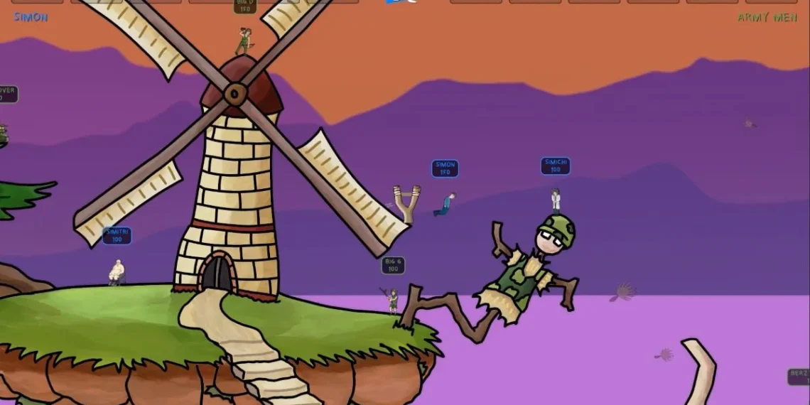 „Simon and Friends“ – „Worms“ įkvėptas 2D platformeris