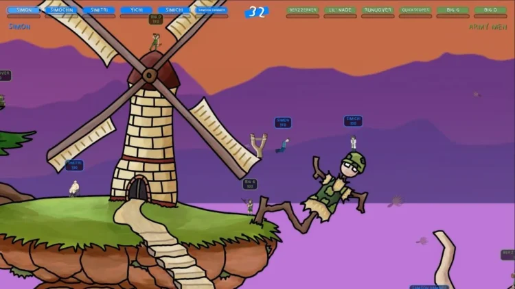 „Simon and Friends“ – „Worms“ įkvėptas 2D platformeris